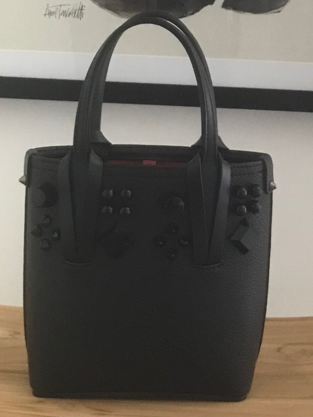 Authentic Christian Louboutin Studded Mini Leather Cabata Tote Bag